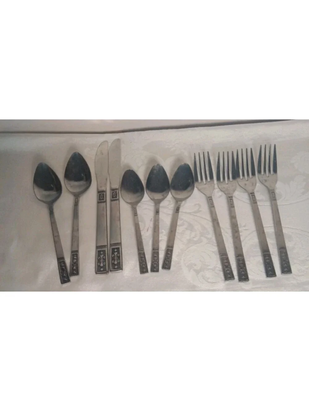 Vintage Majesco Japan Stainless Flatware 11 Pc Lot Fleur De Lis CUS3 Cortina